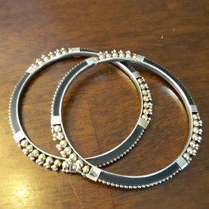 2 PC bangle bracelets, black and gold